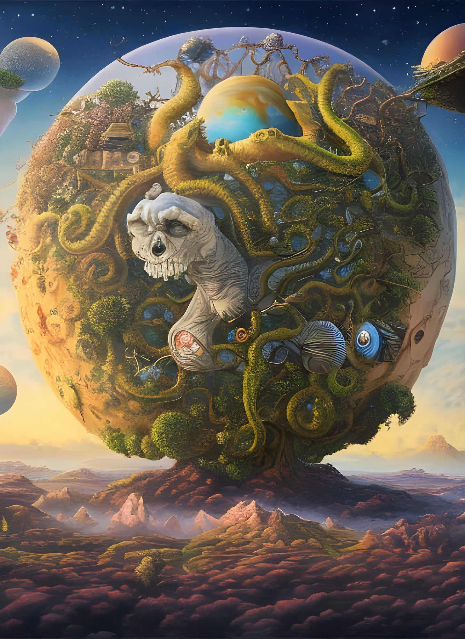 Exotic Alien World: Hyperdetailed Maximalist Matte Painting