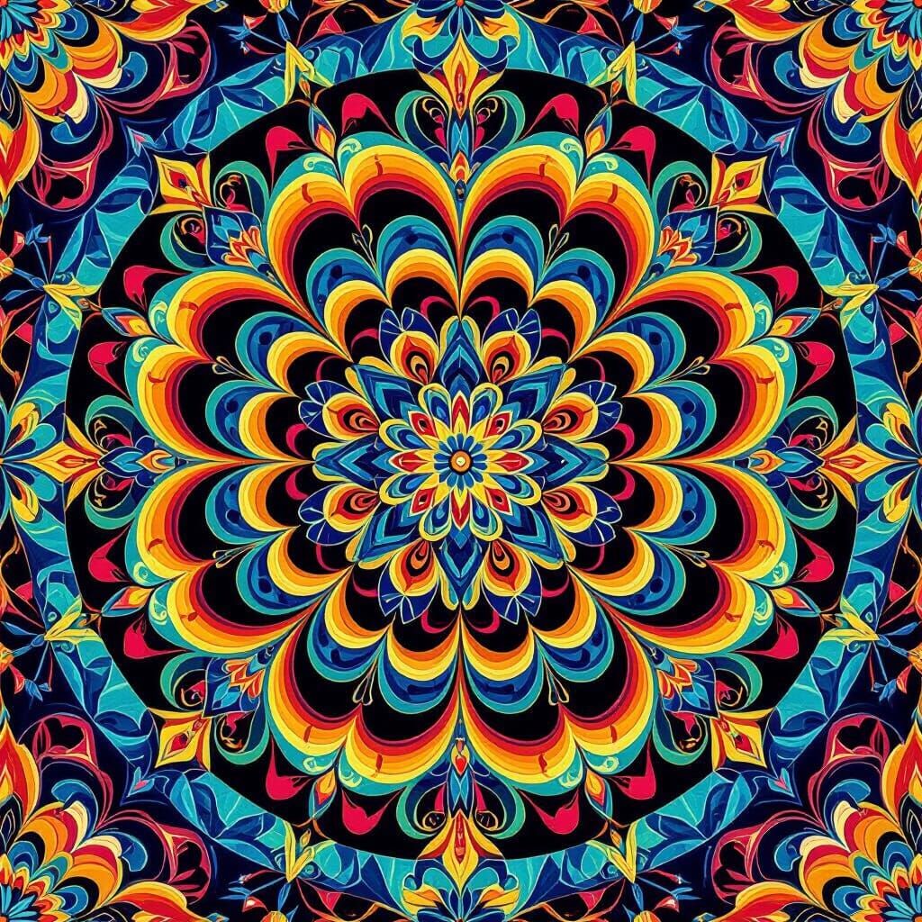 Kaleidoscopic Mandala Inspired by Music and Theatre