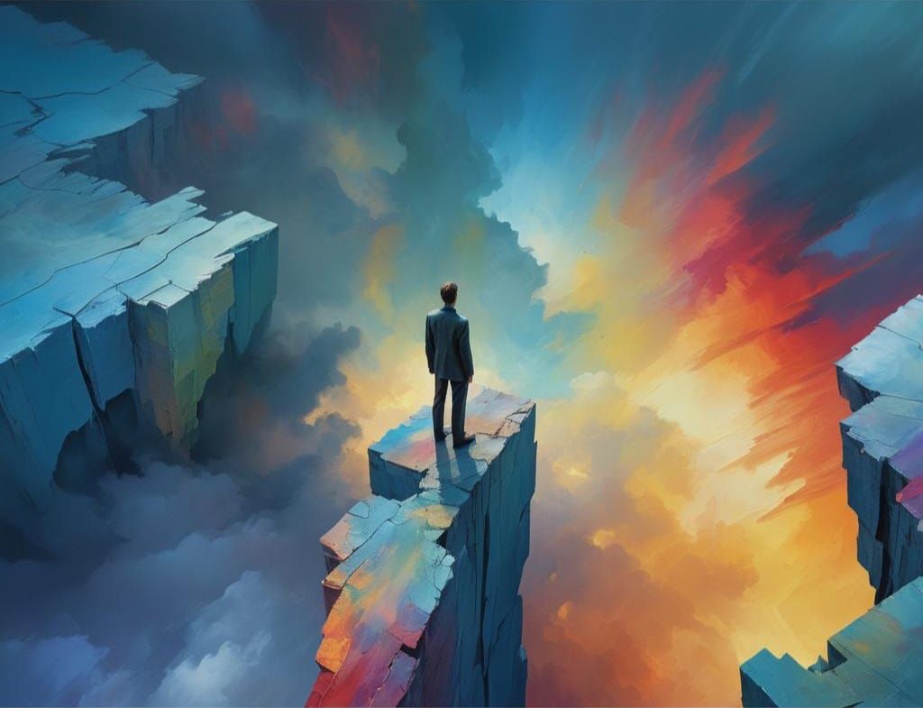 Surreal Landscape Merging Digital and Analog Art