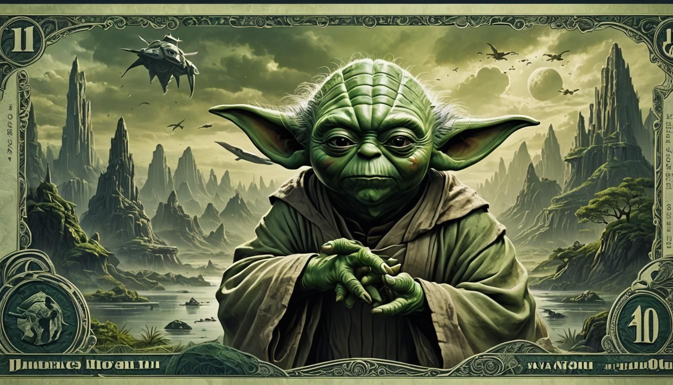 Master Yoda Art Banknote: Detailed Matte Painting