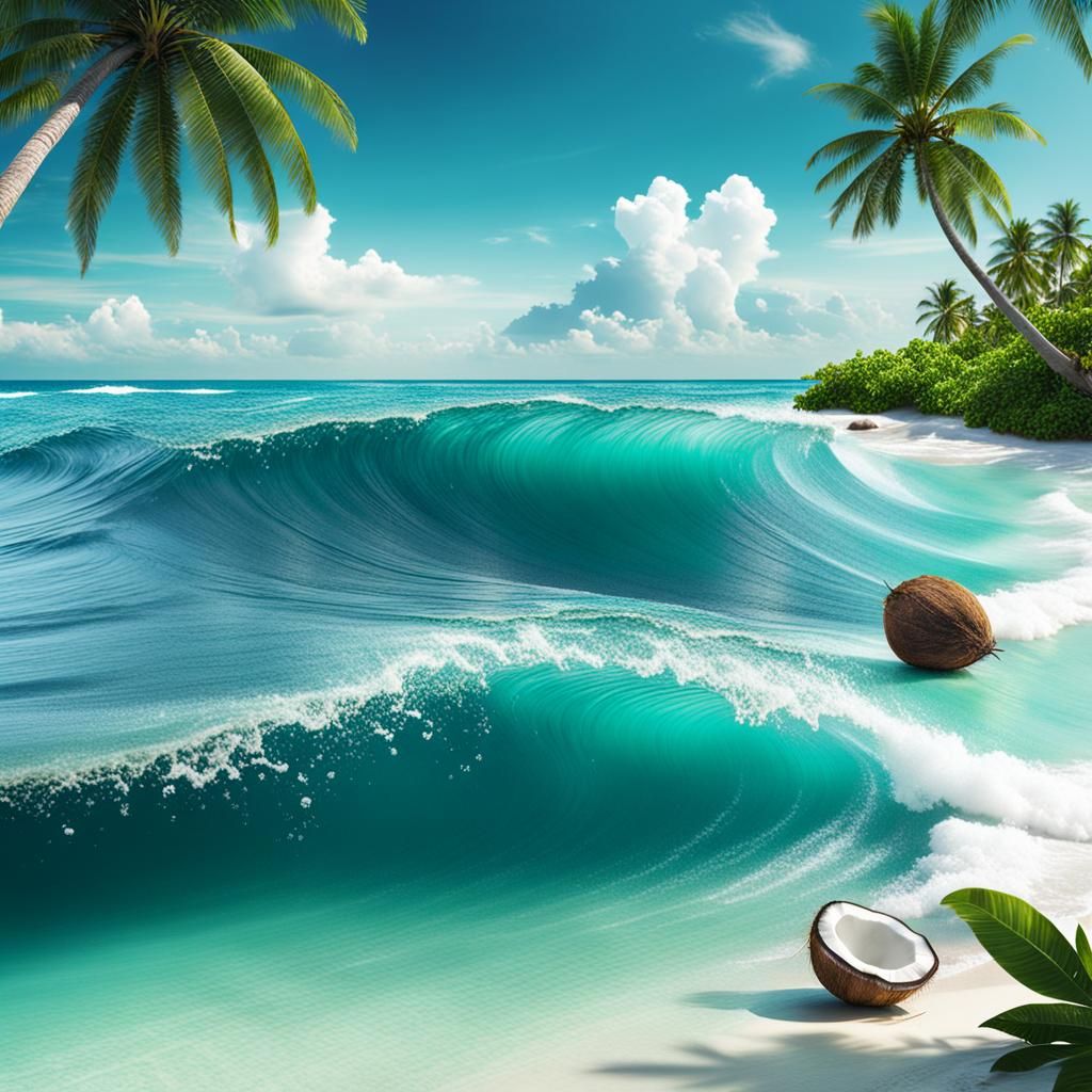 Maldives Coast: Summer Waves and Coconut Water