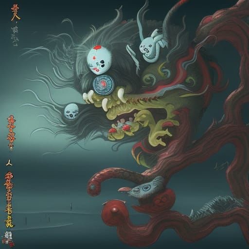 Detailed Japanese Yokai Matte Painting