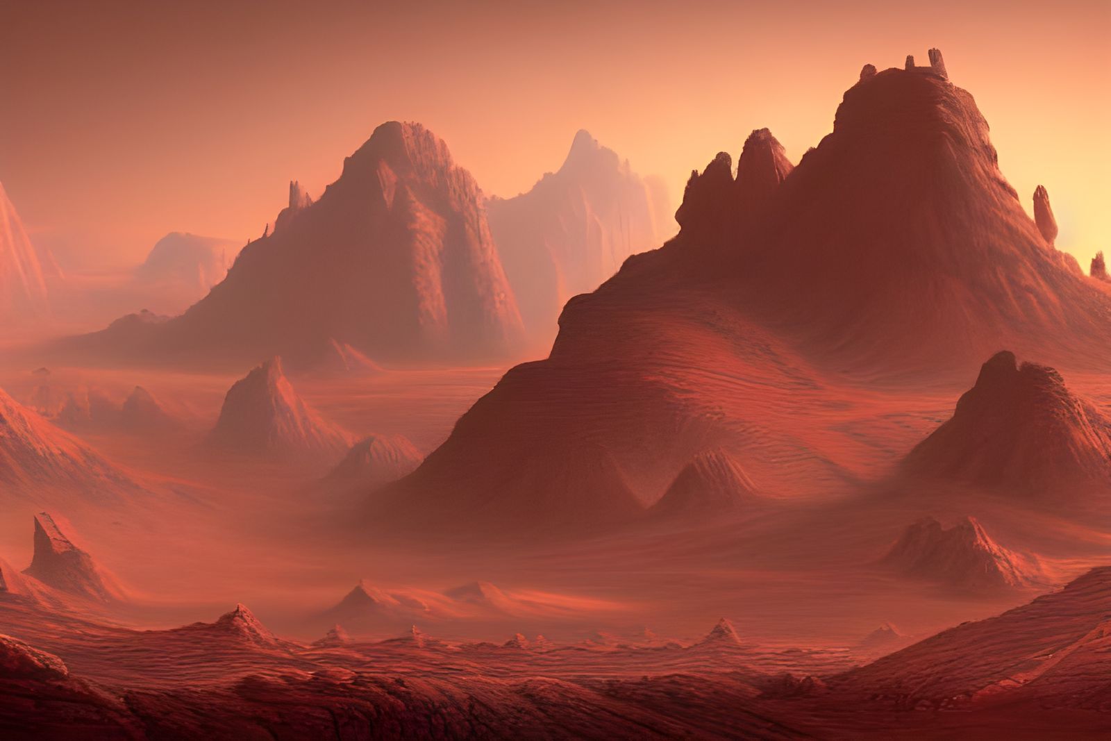 Life on Ancient Mars: Detailed Matte Painting