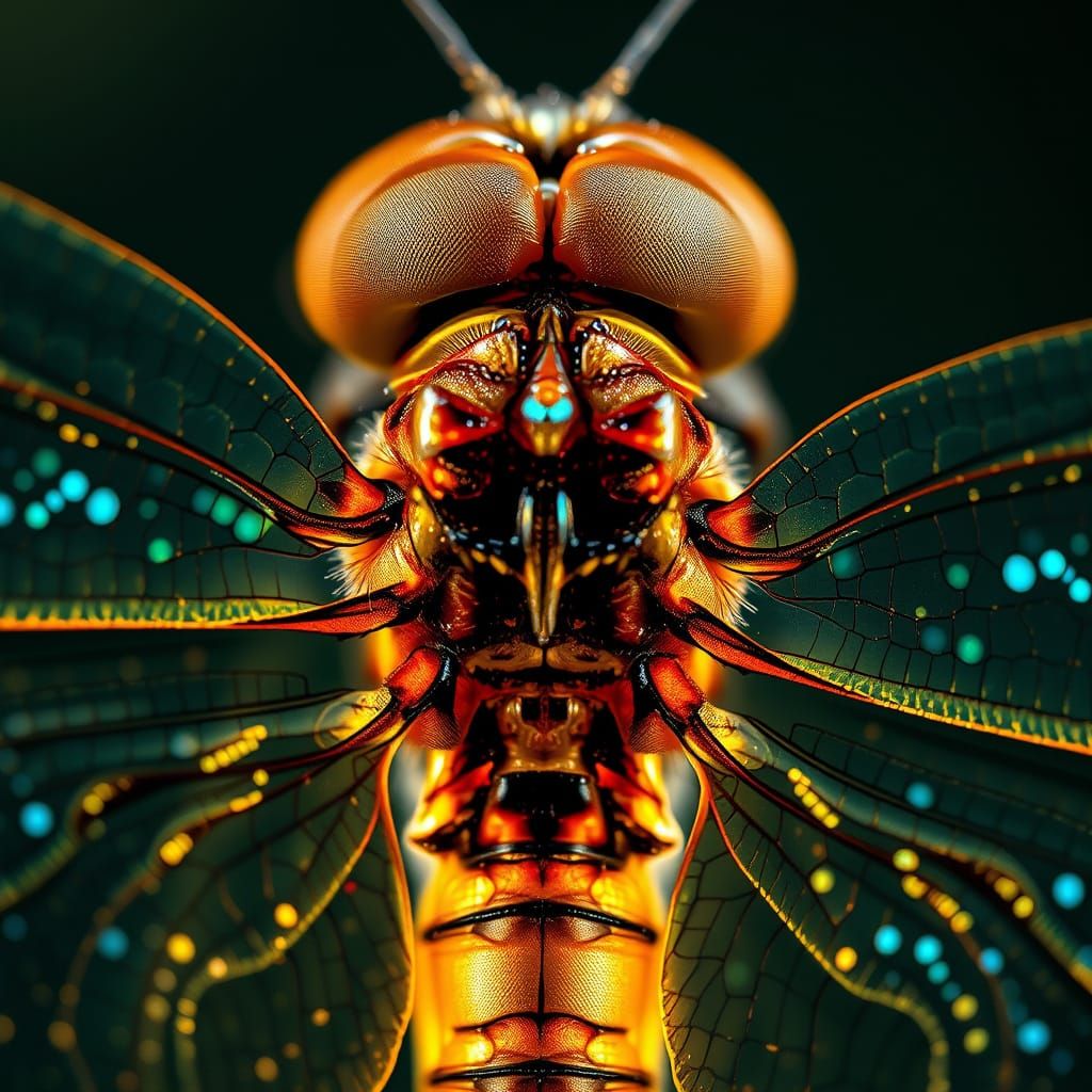 Hyperrealistic Dragonfly Wings: Iridescent Macro Shot