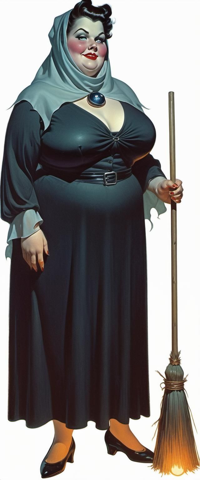 Friendly Witch with Piercing Eyes in Chiaroscuro Lighting