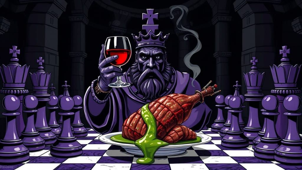 Surreal Chess Banquet with Staunton Pieces