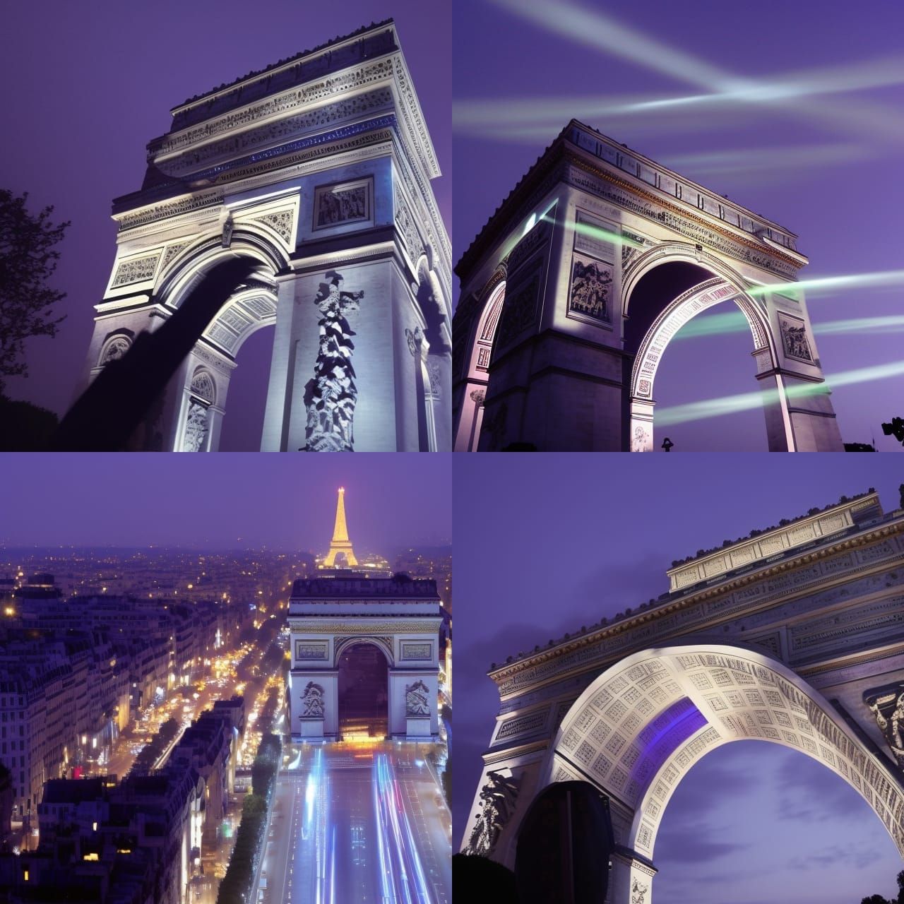 Arc de Triomphe Lit Up at Night