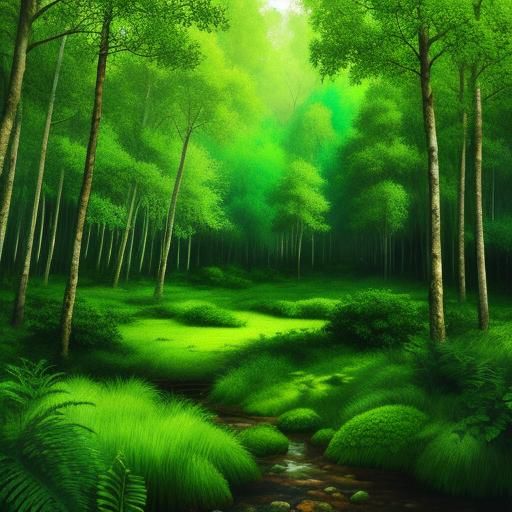 Hyperrealistic Lush Green Forest Scene