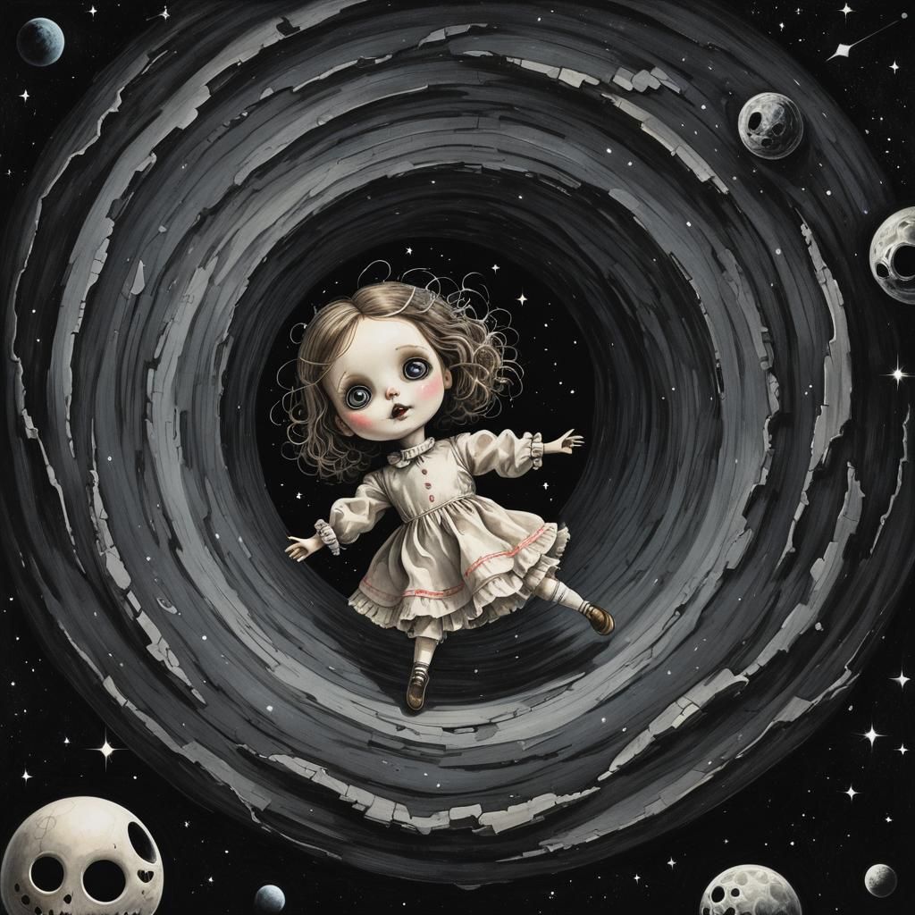 Creepy Doll's Space Journey to a Black Hole