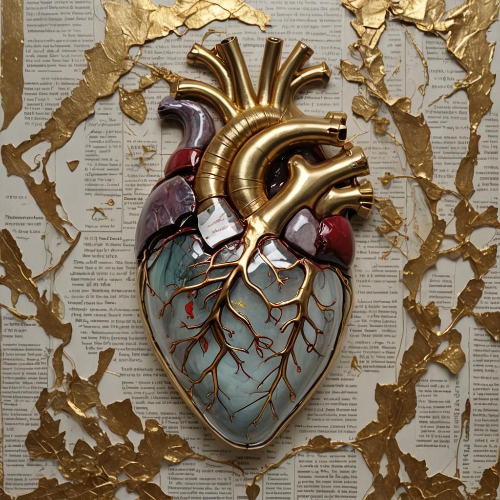 Mixed Media Anatomical Heart Art