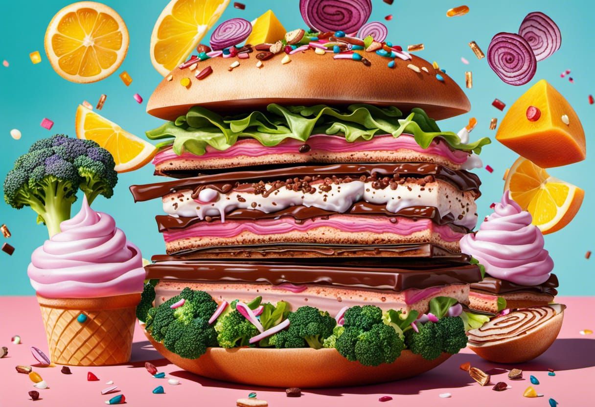 Extravagant Sandwich with Unlikely Toppings in Astral Illust...