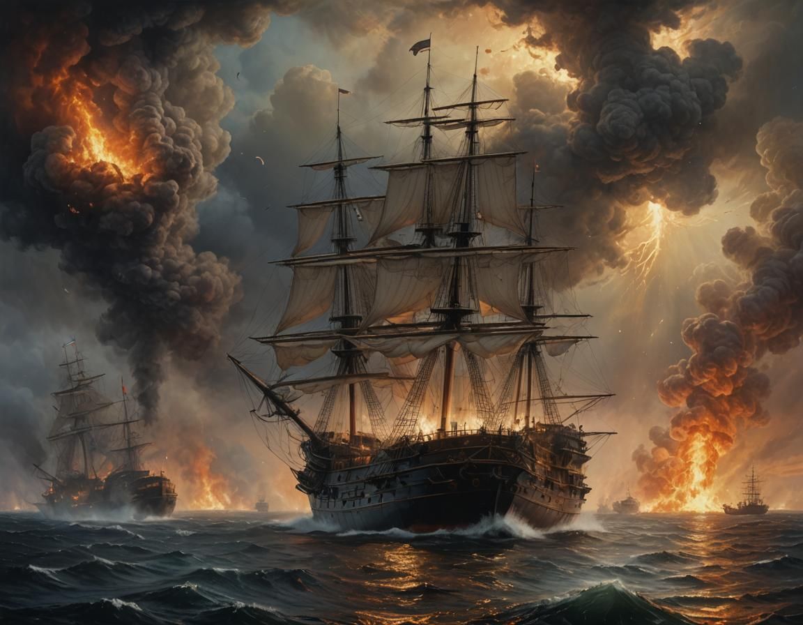 Burning Attack Ships off Orion in Space