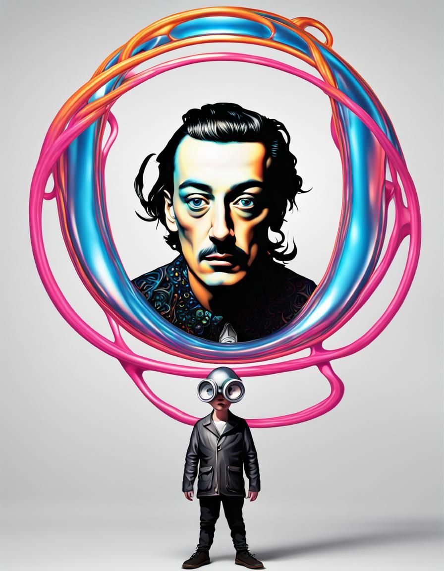 Neon Punk Drummer Boy in Surrealist 3D Rendering