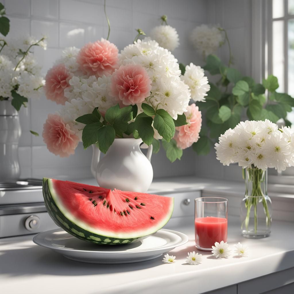 Detailed Digital Art of Sliced Watermelon