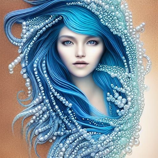 Wind Elemental Woman Emerging from Wave