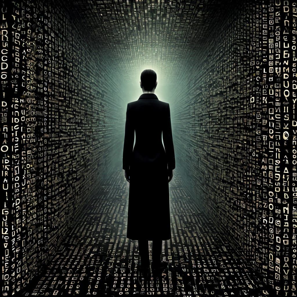 Cyberpunk Code Matrix in Dark Surrealism