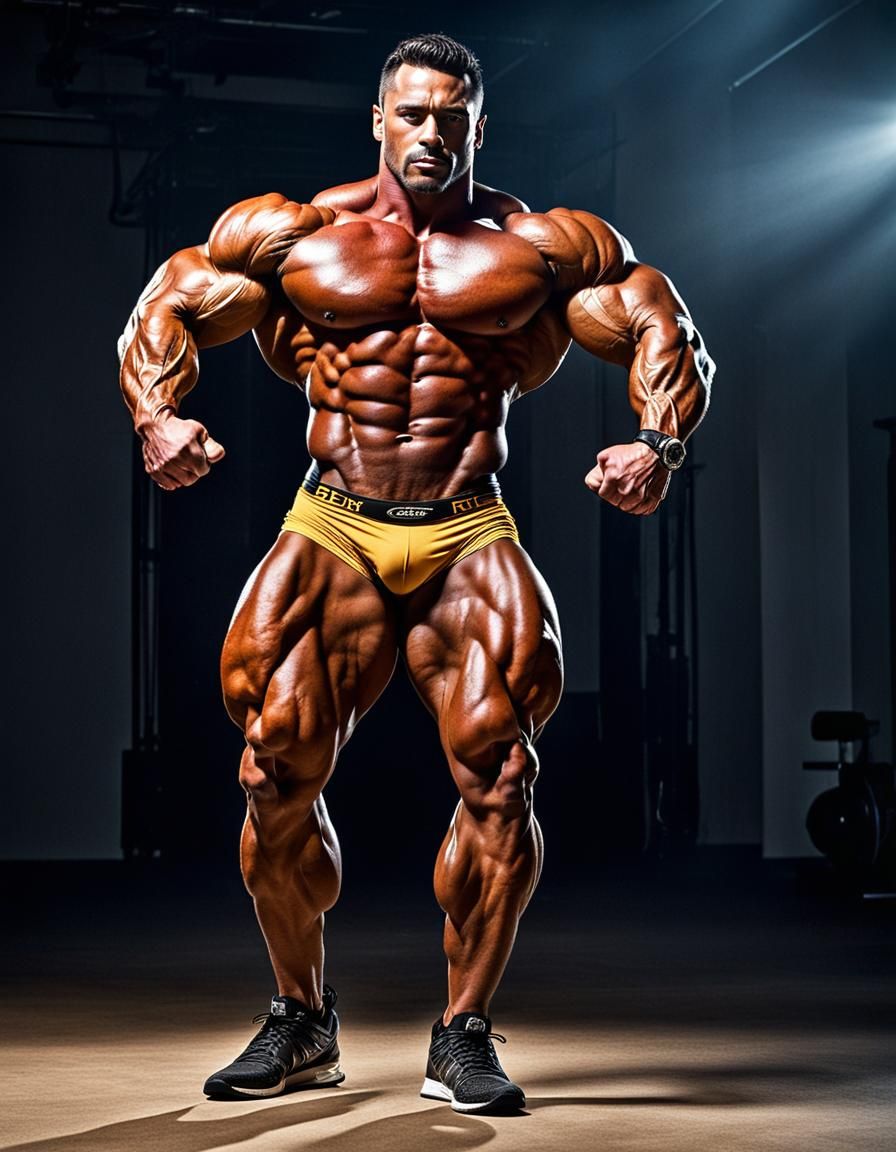 Muscular Bodybuilder Posing with Striking Physique