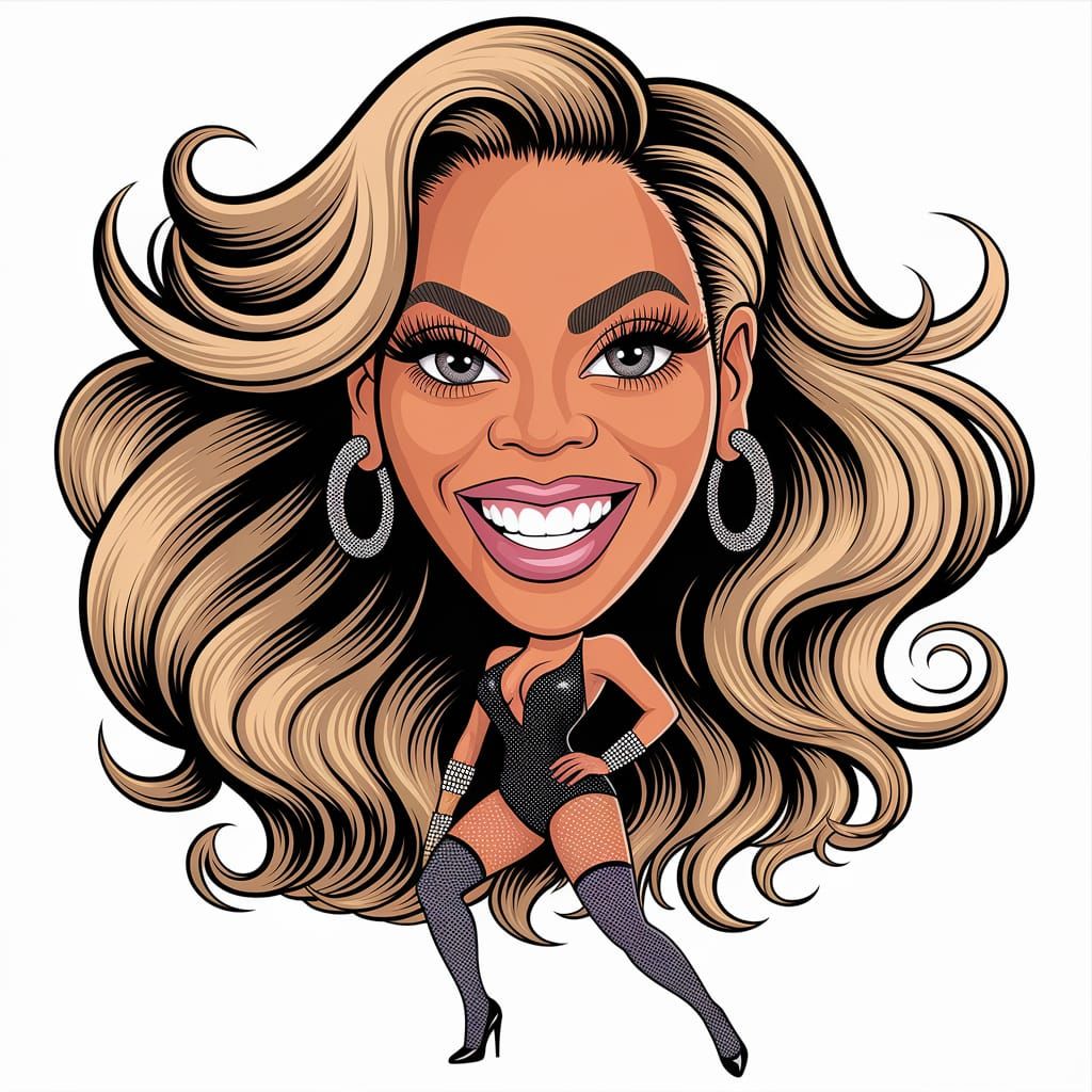 Lively Cartoon Caricature of Beyoncé Dancing