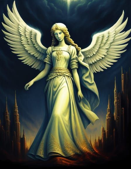 Angel in Dramatic, Atmospheric Background