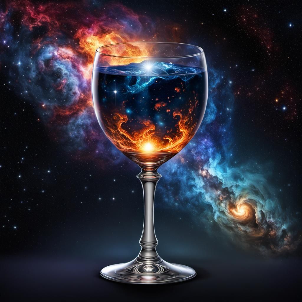 Dream Goblet with Dark Flames and Galaxies