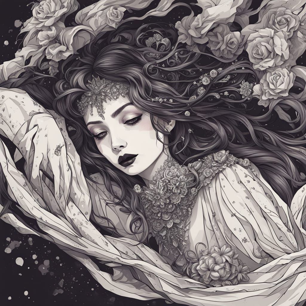 Goth Girl in Eerie Fantasy Concept Art