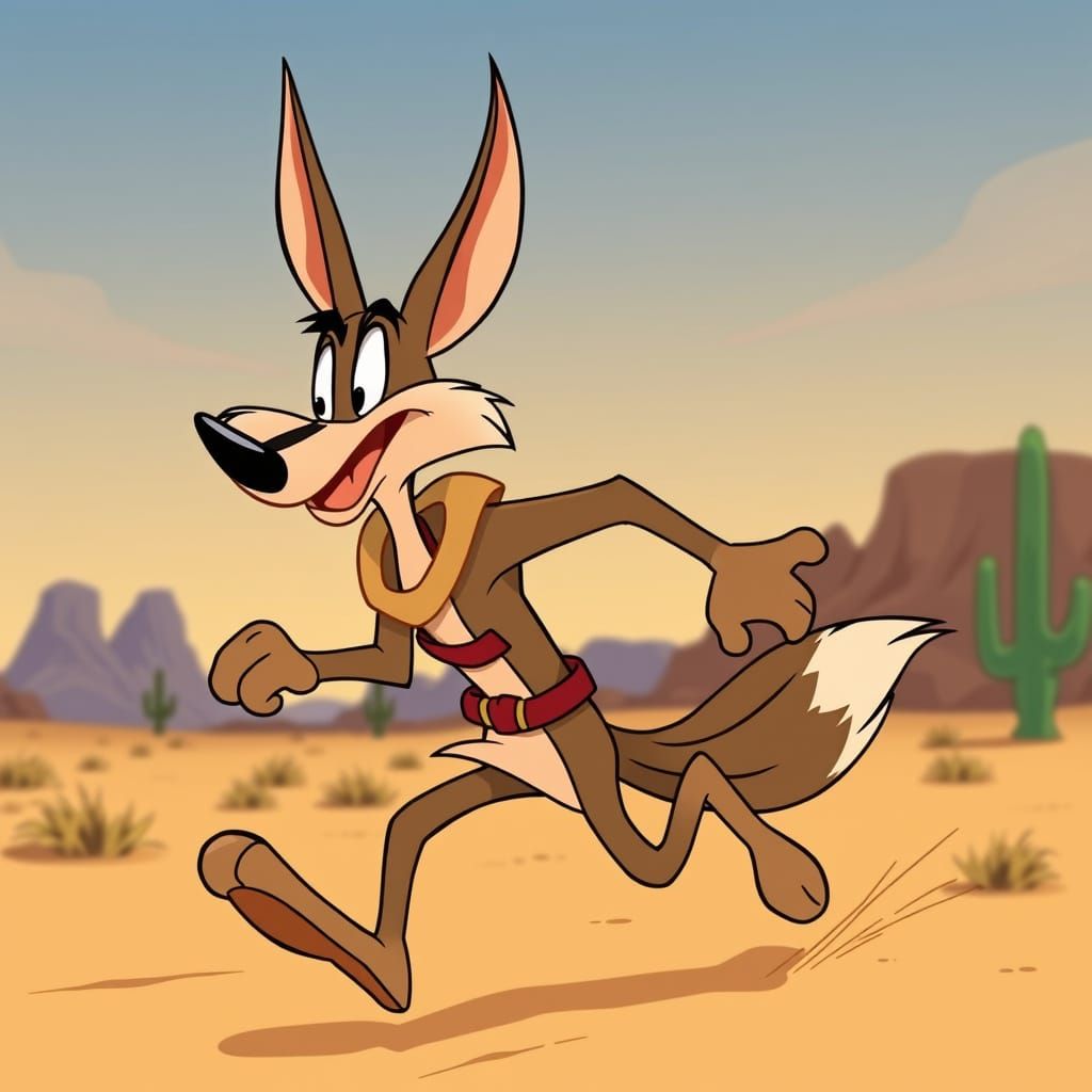 Wiley Coyote Runs in Classic Cartoon Style
