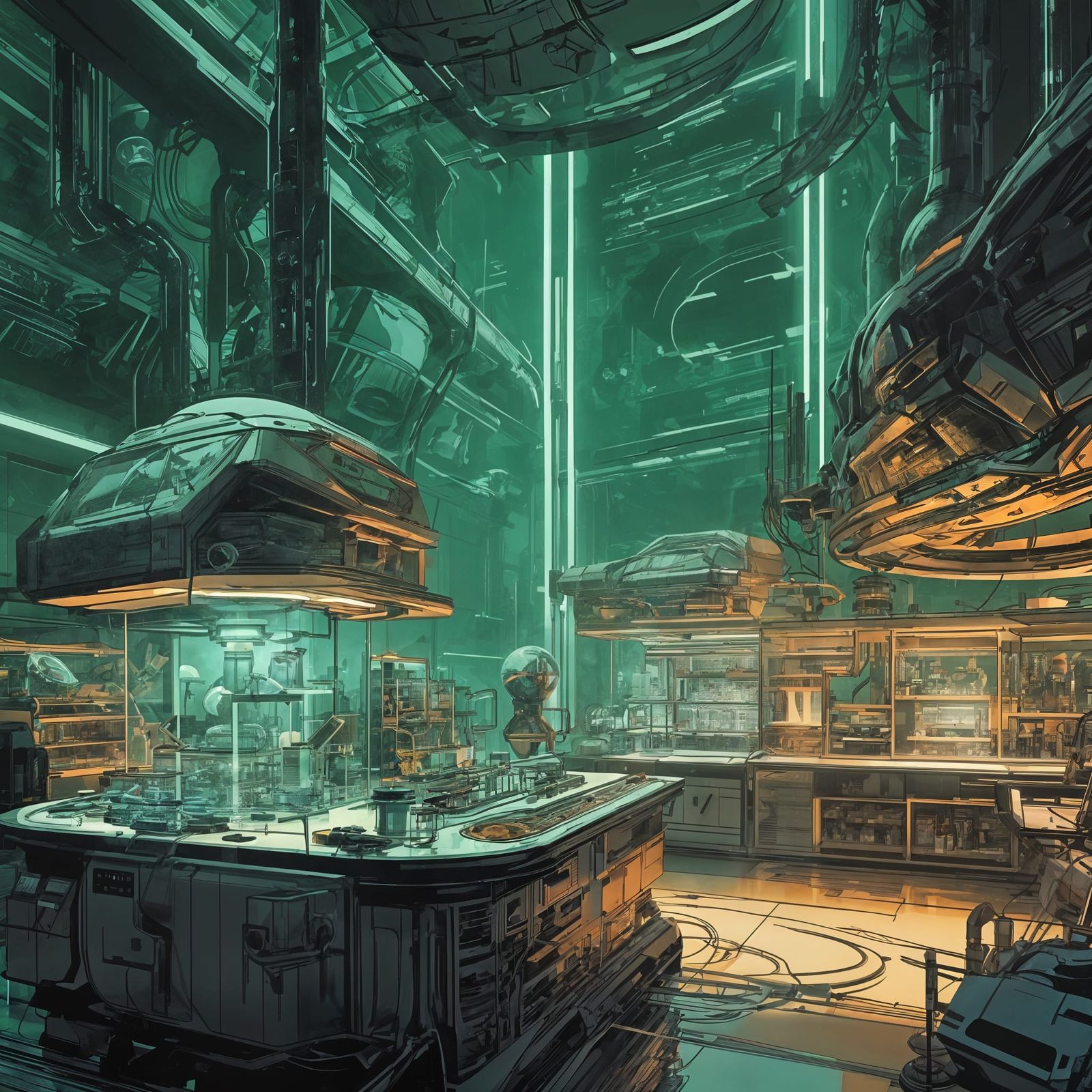 Cyberpunk Science Lab Closeup