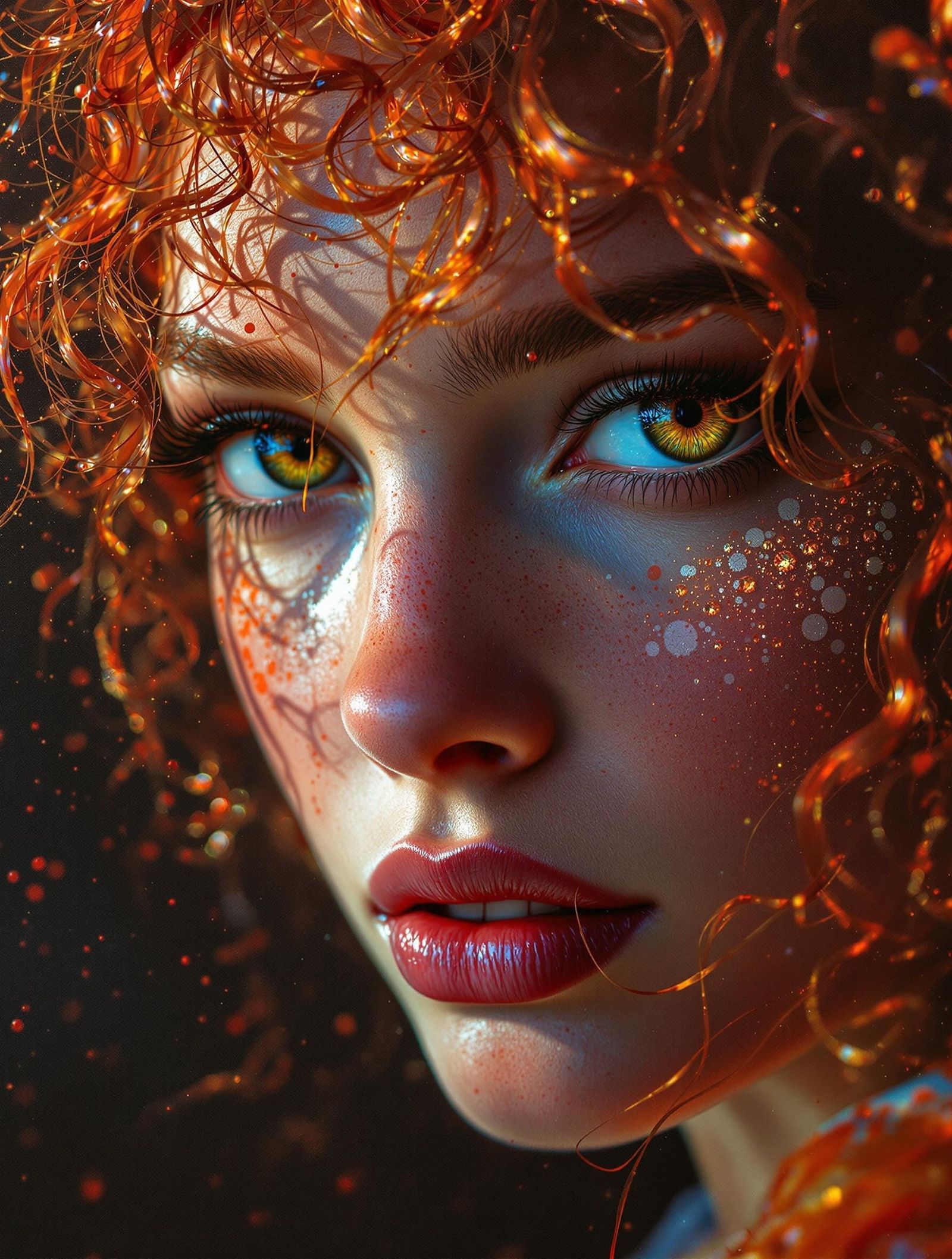 Hyperrealistic Goddess in Triadic Colors