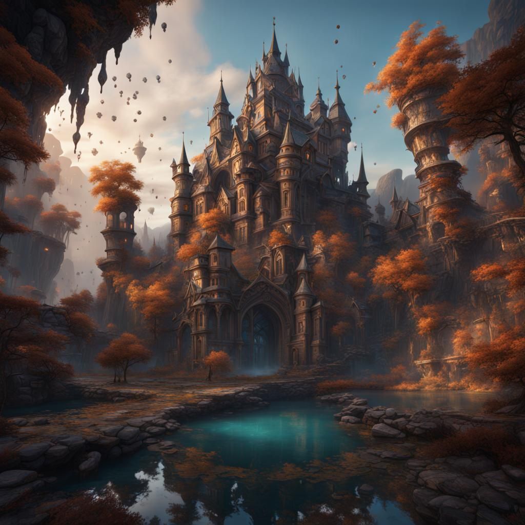 Fantastical Puzzle in Detailed Matte Painting Style