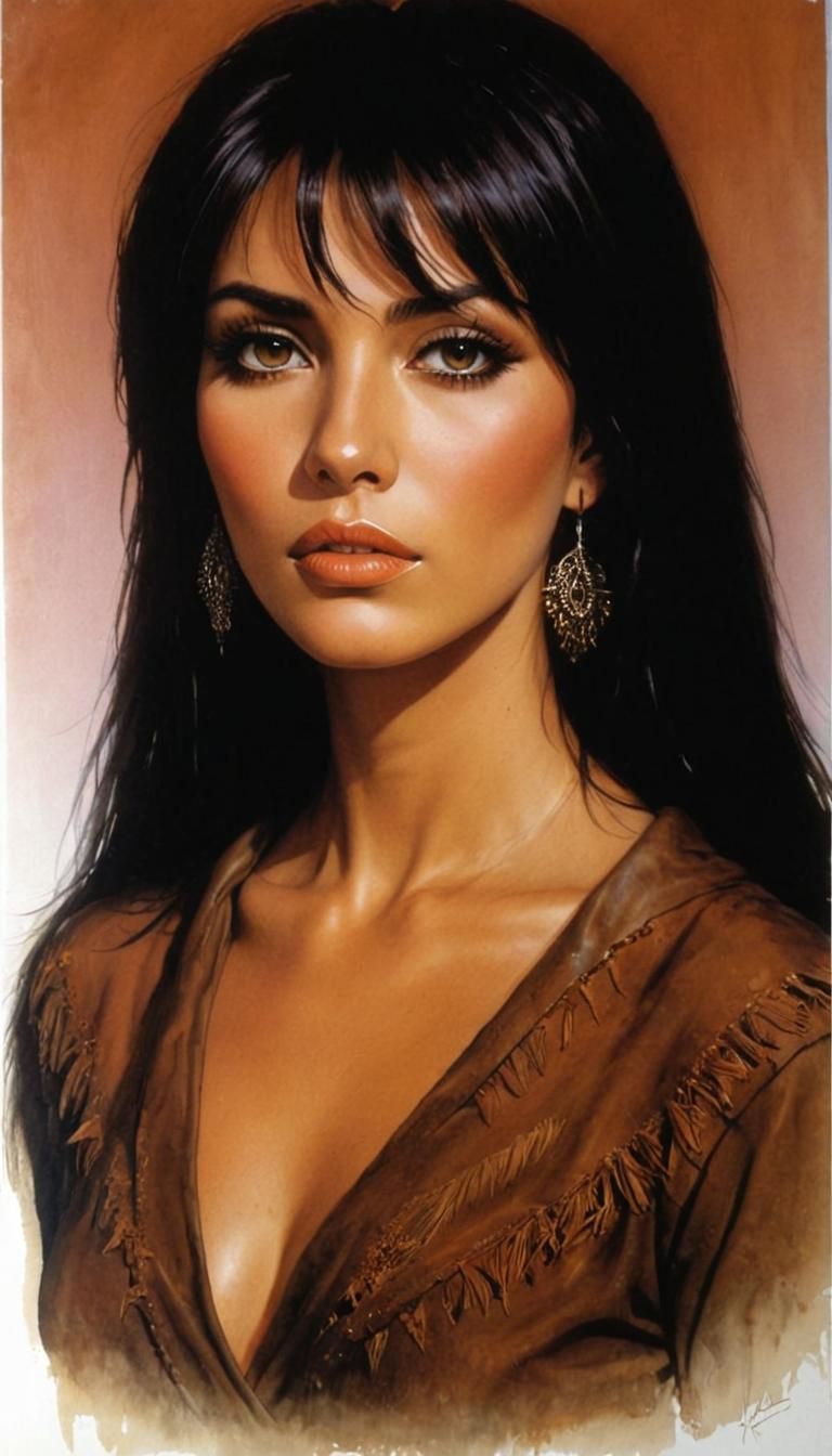 Cowgirl Portrait in Surrealist Acrylic Style