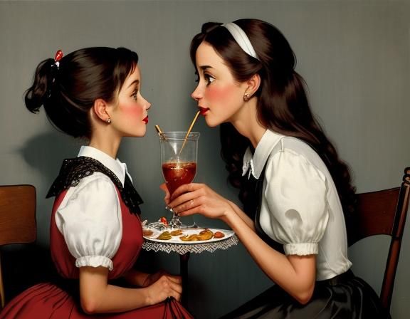 Lady and the Tramp in Rockwell Style Oil Painting