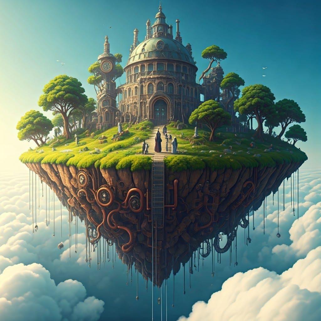 Floating Futuristic Island in the Sky