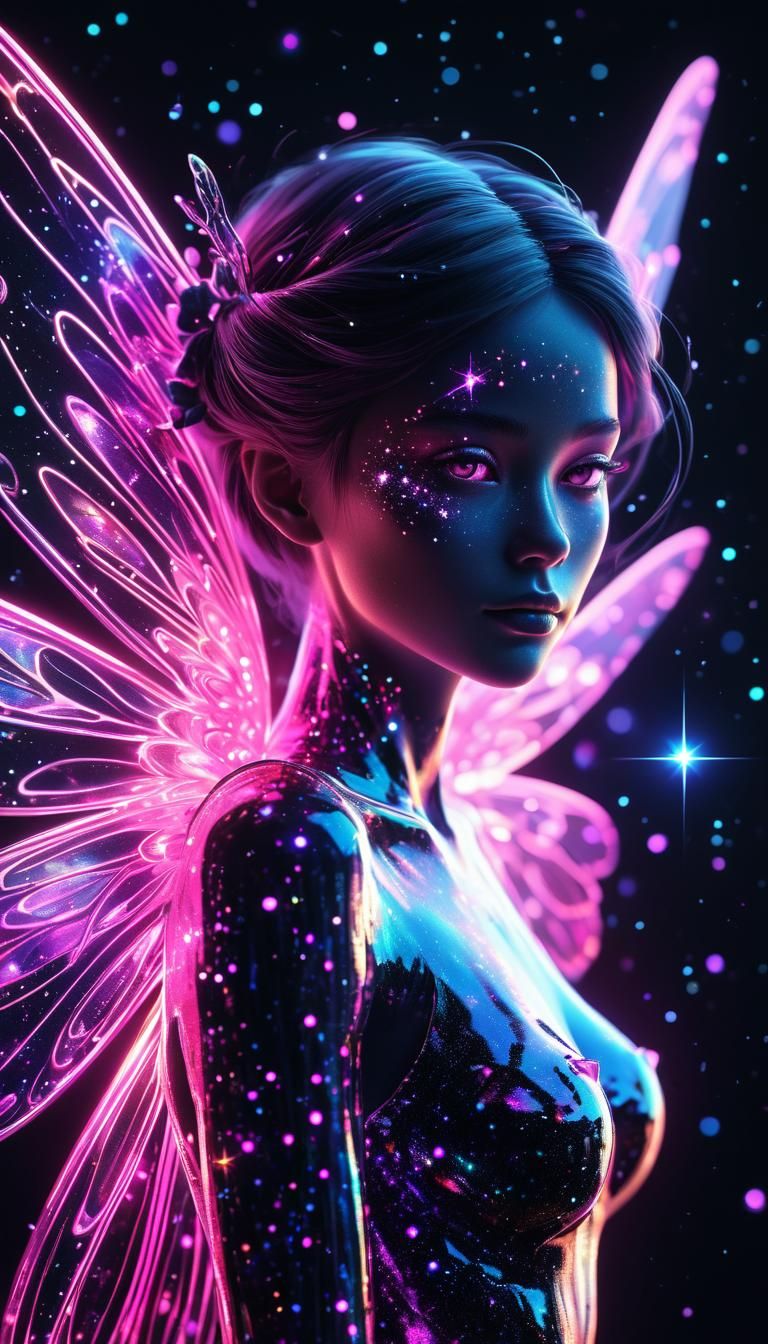 A dazzling sparkling glistening lucent fulgent illuminated luminescent lustrous shiny cosmic Abysal pink neon glowing fa...