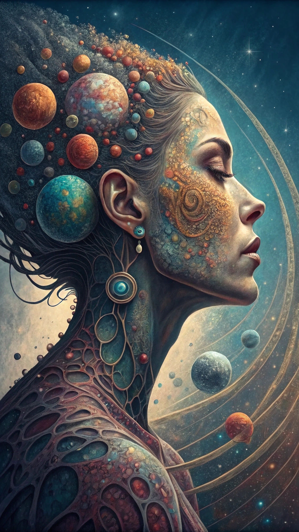 Celestial Woman: A Digital Art Portrait in Cosmic Space