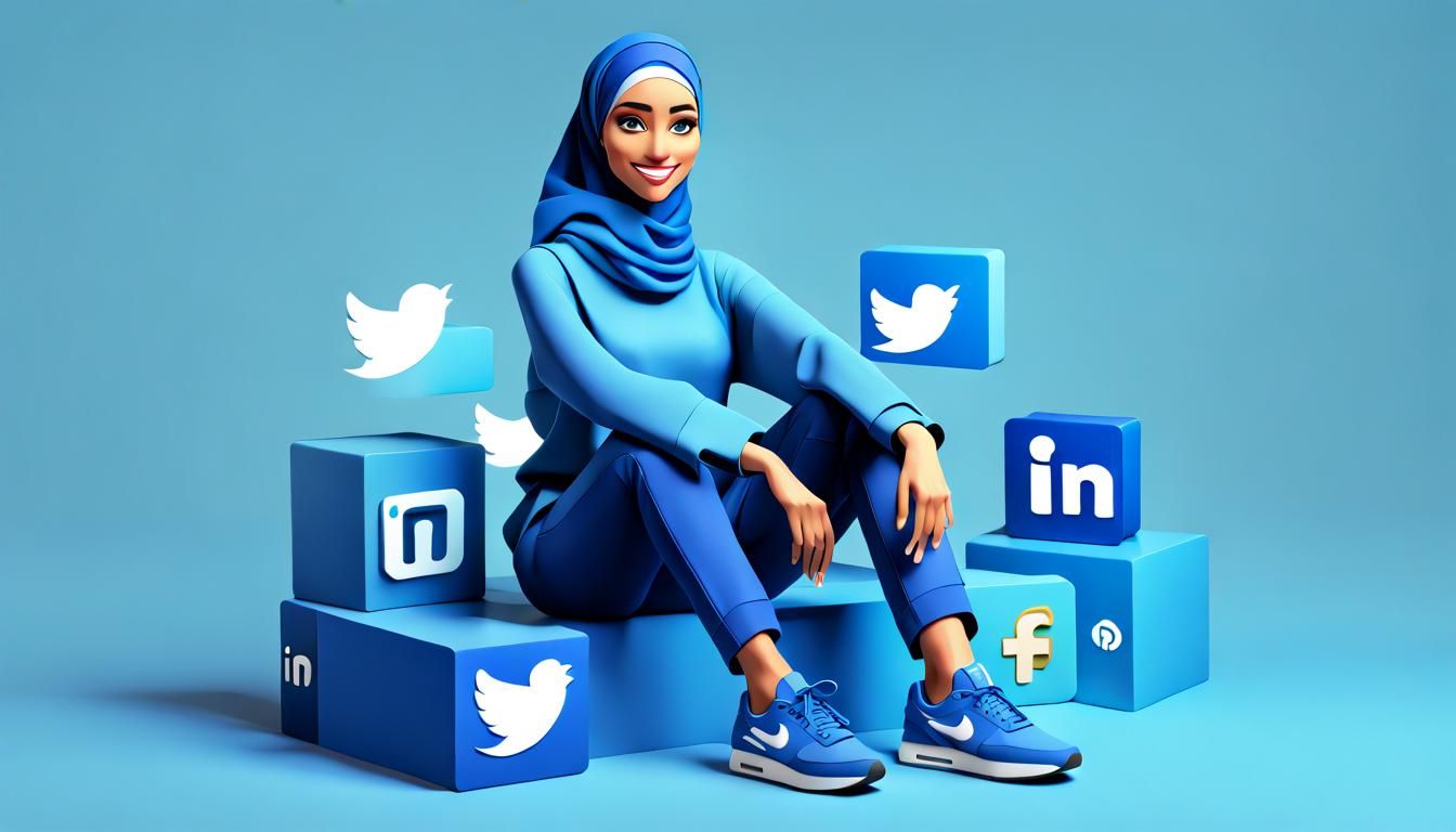 Realistic 3D Woman on Social Media Logo
