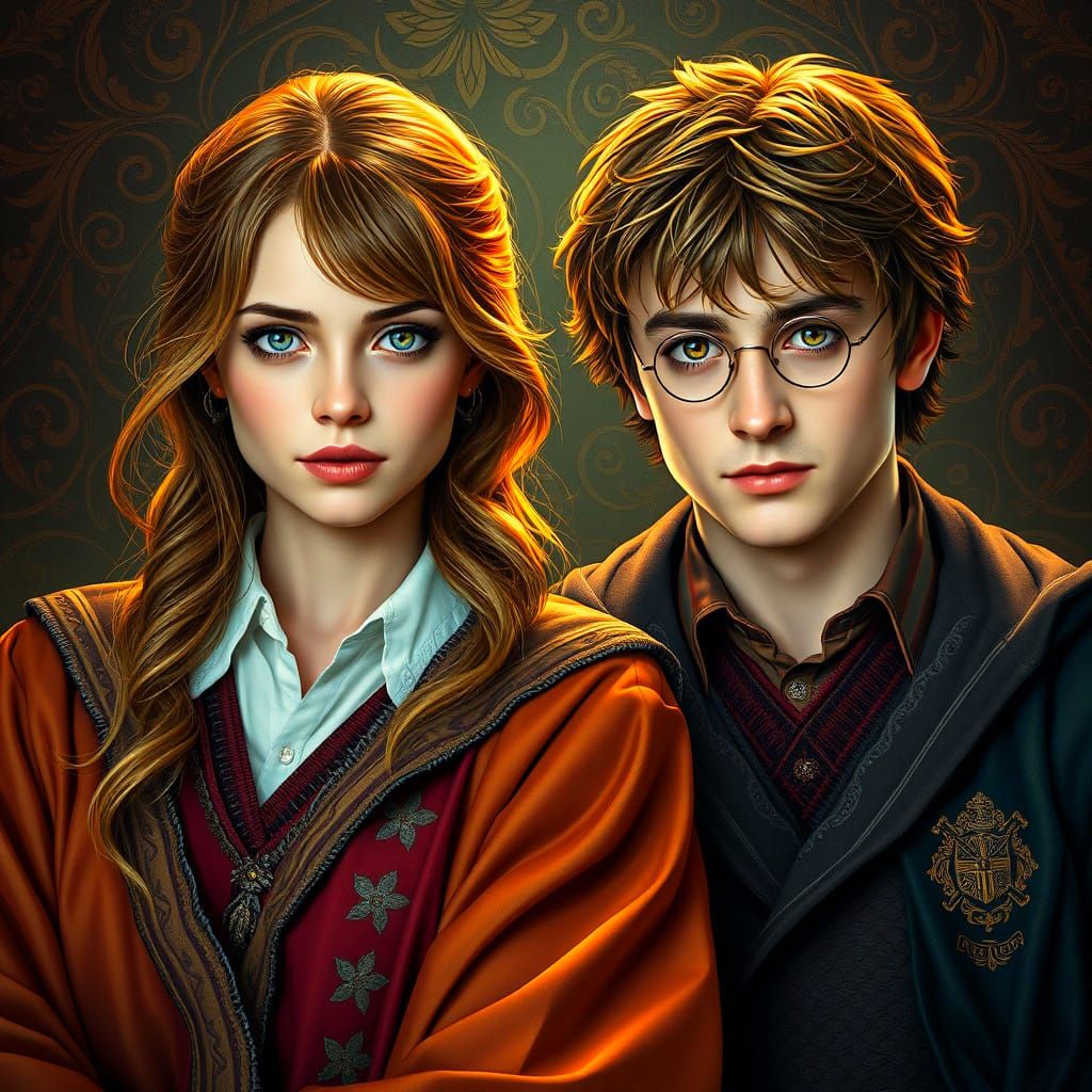 Harry Potter and Hermione: Hyperdetailed Art Portrait