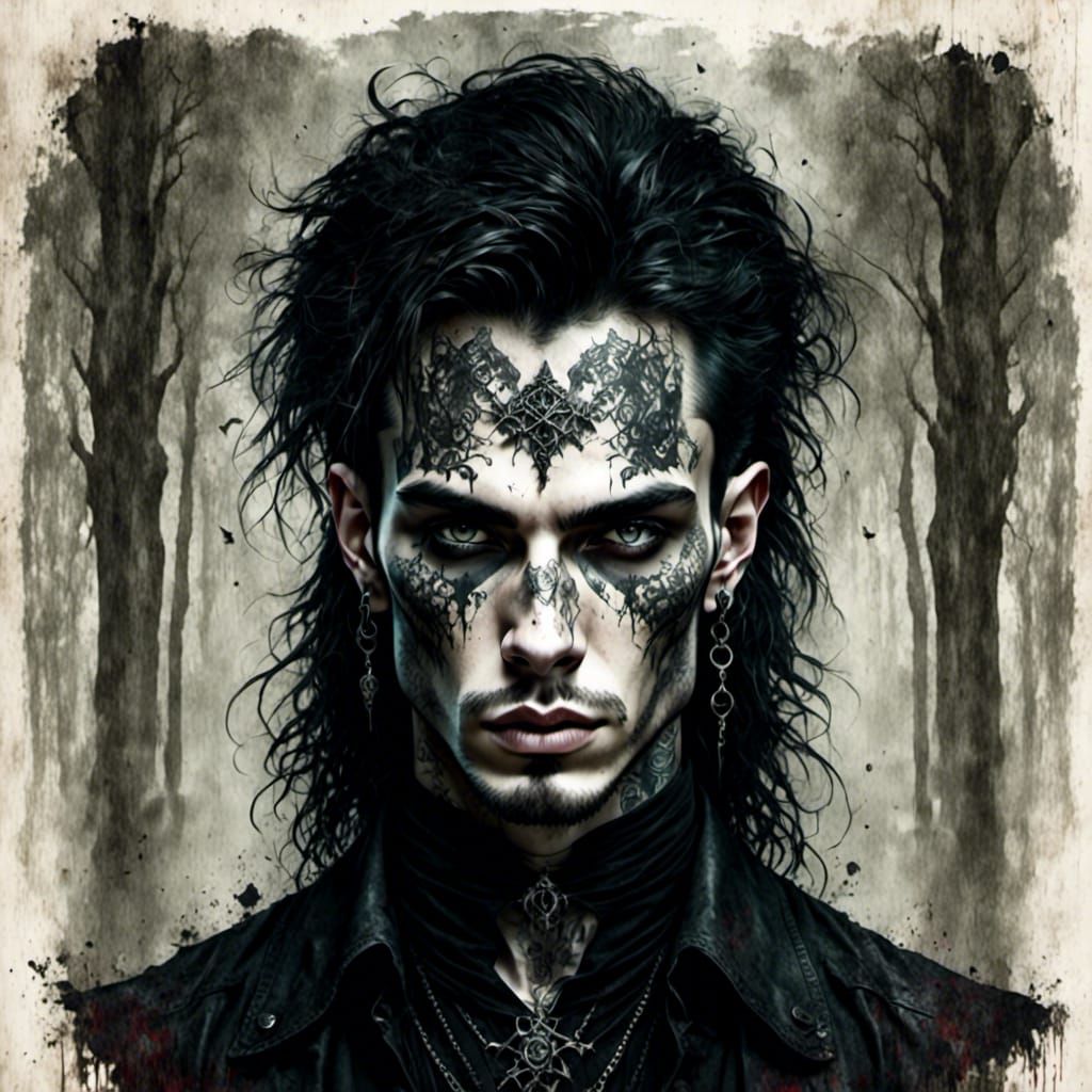 Gothic Man Portrait with Dark Grunge Style
