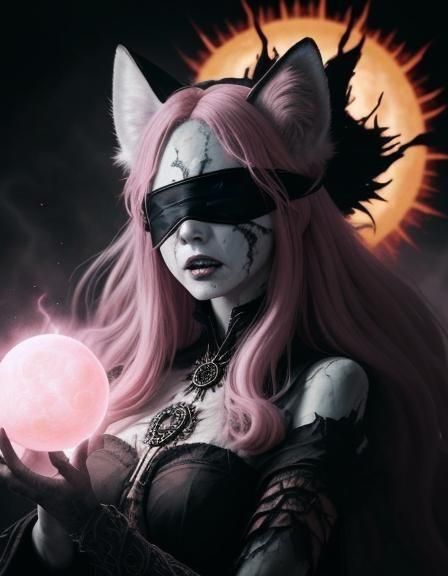 Occult Fox-Girl Priestess in Cosmic Maelstrom