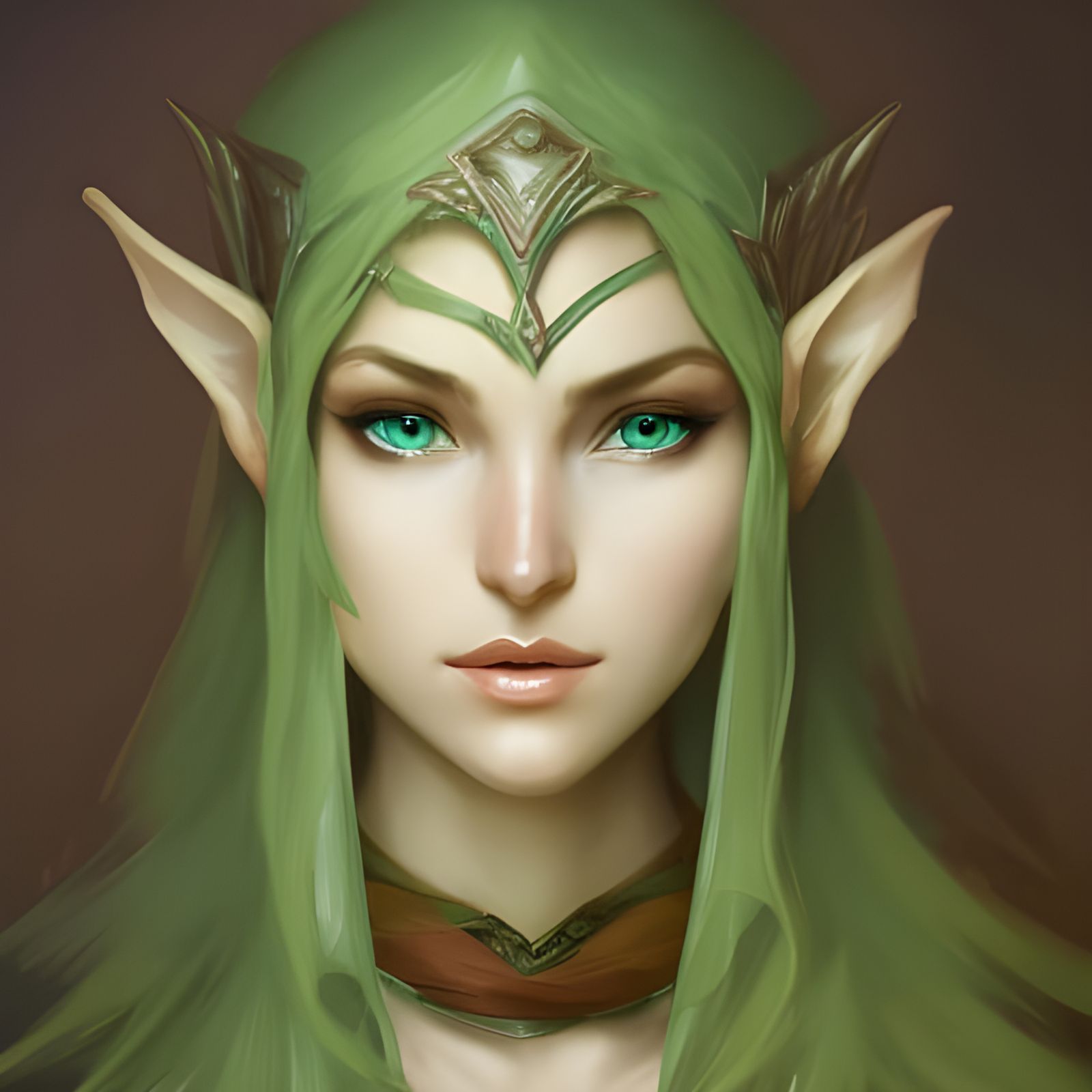Elven Ranger with light green skin