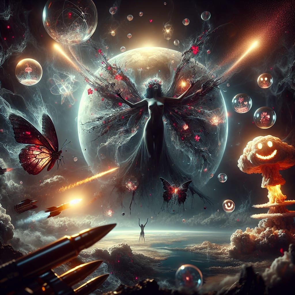 Ethereal Woman Releases Butterfly Wings in Digital Painting