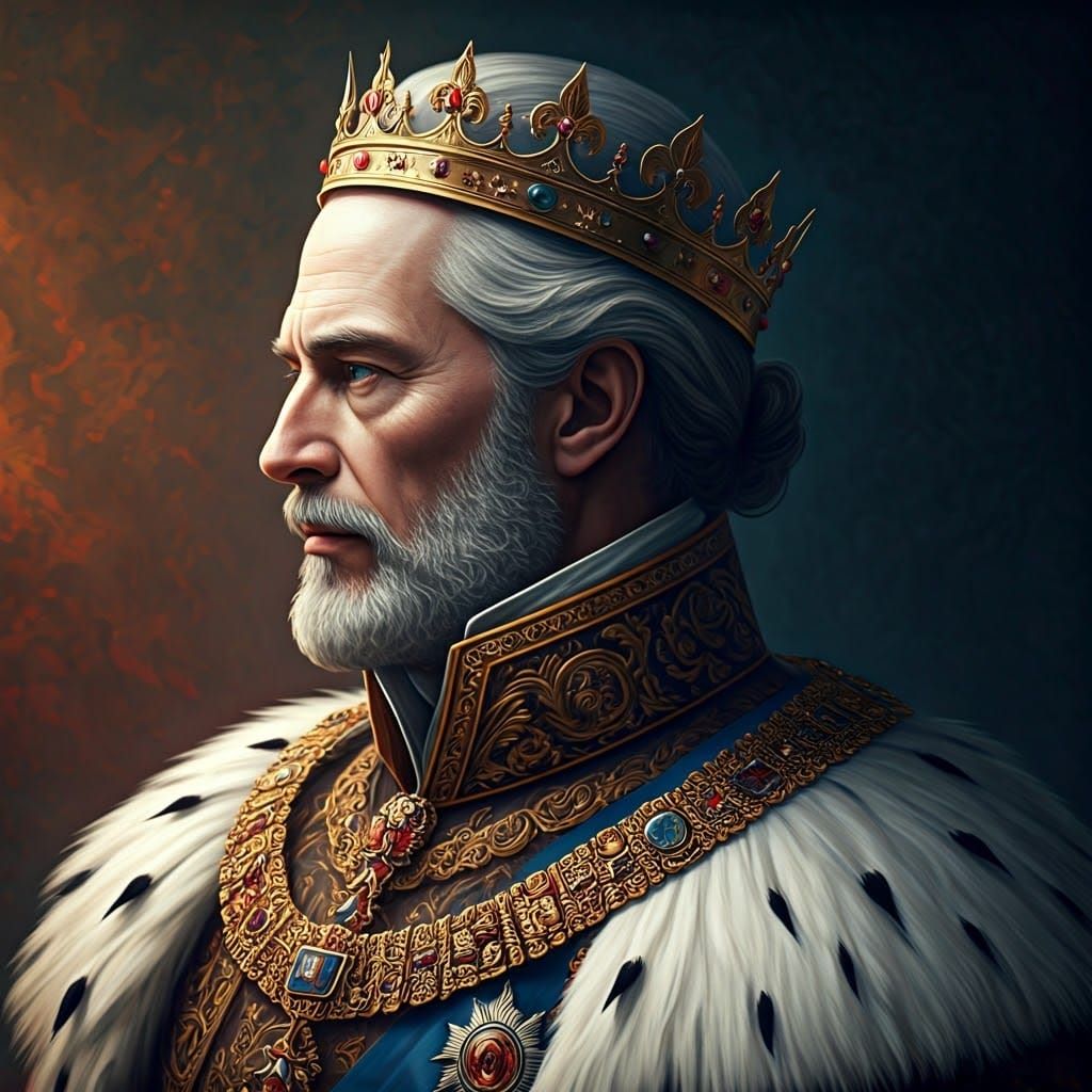 Hyperrealistic Portrait of a King in Ornate Attire