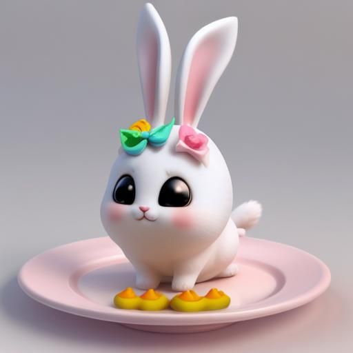 Kawaii Bunny 3D Cartoon Image