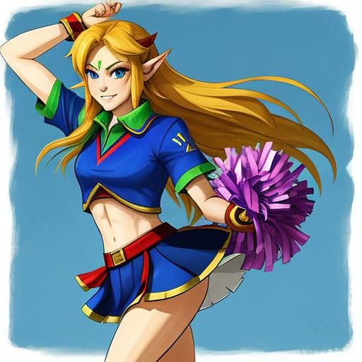 Elf Cheerleader in Fantasy Setting
