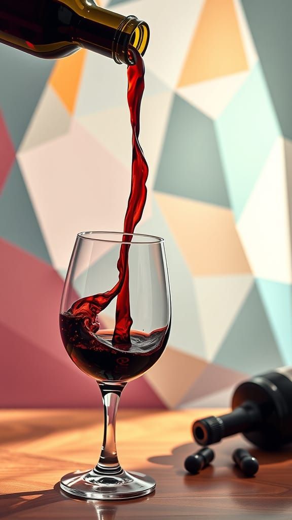 Vibrant Cubist Wine Scene in Art Deco Style