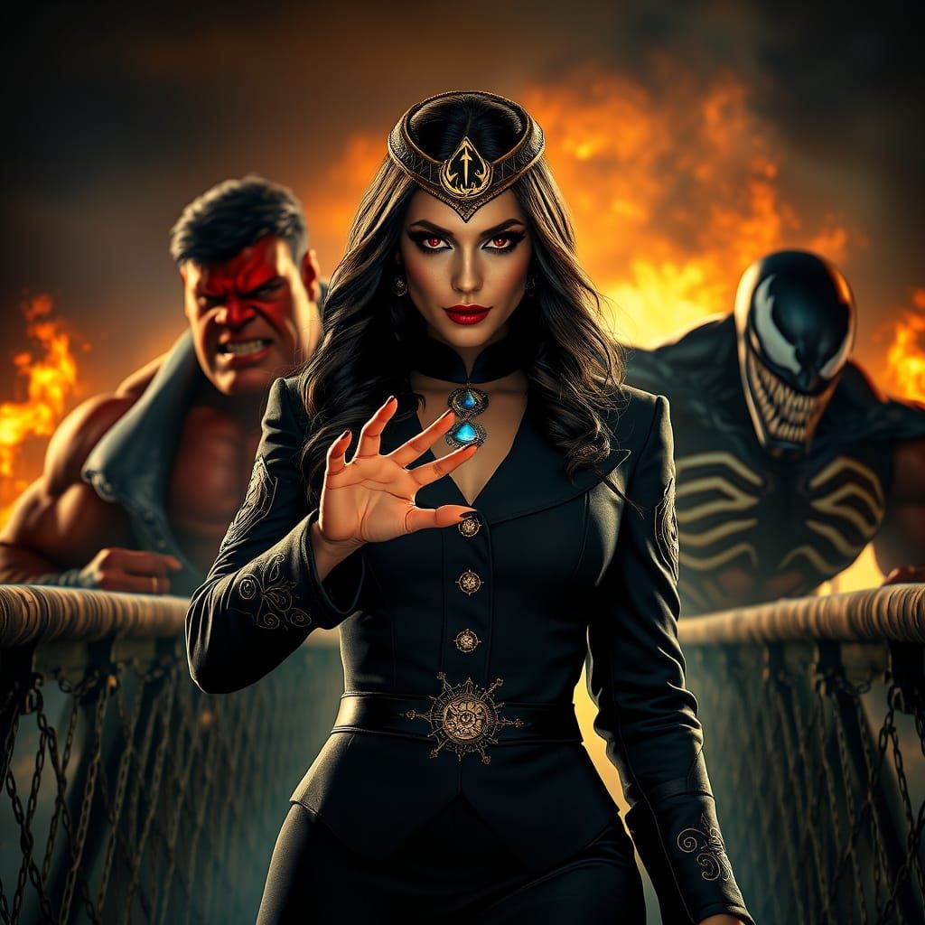 Mystical Warrior Casts Spell Amidst Apocalypse Chaos