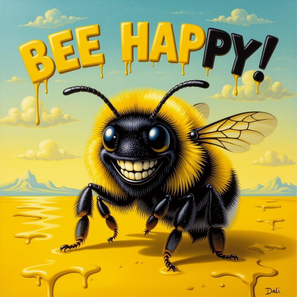 BEE HAPPY! Surreal Melting Bumblebee Art