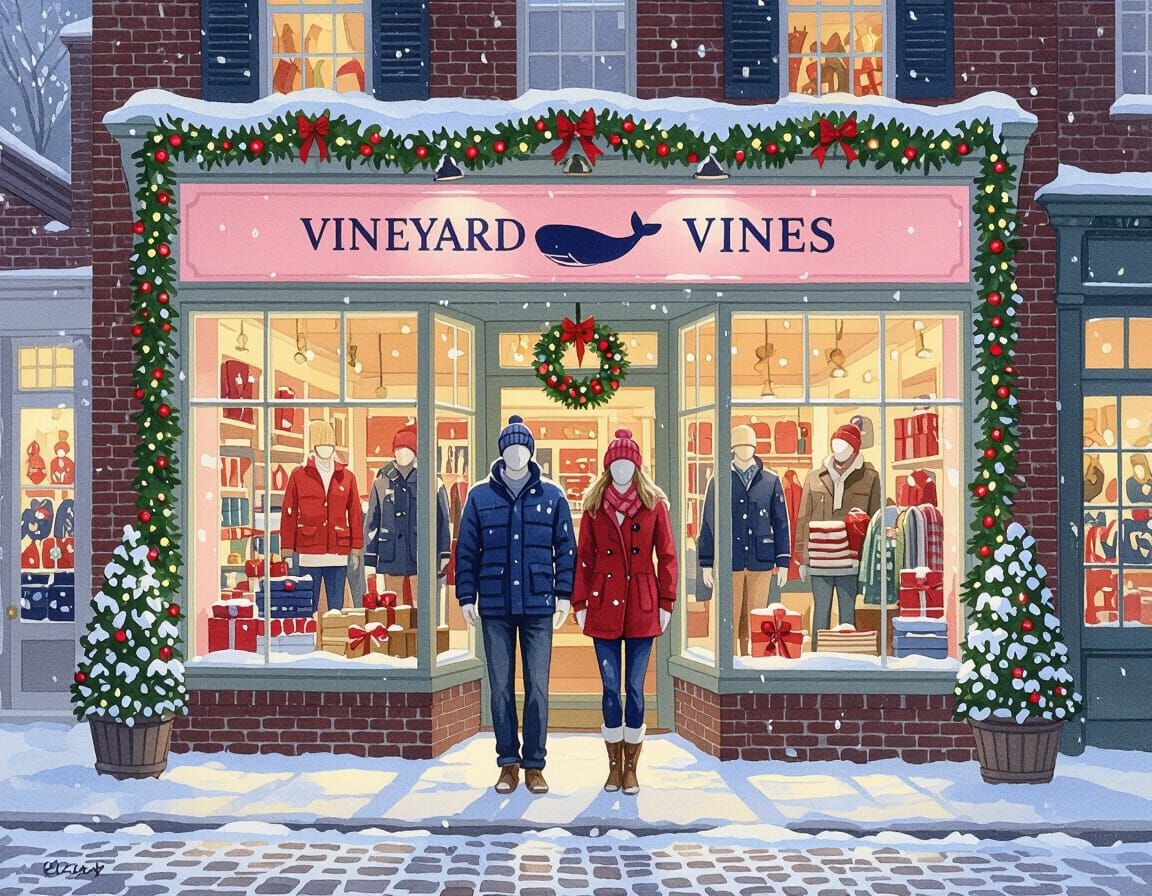 Christmas on Main Street: Vineyard Vines in Watercolor Style