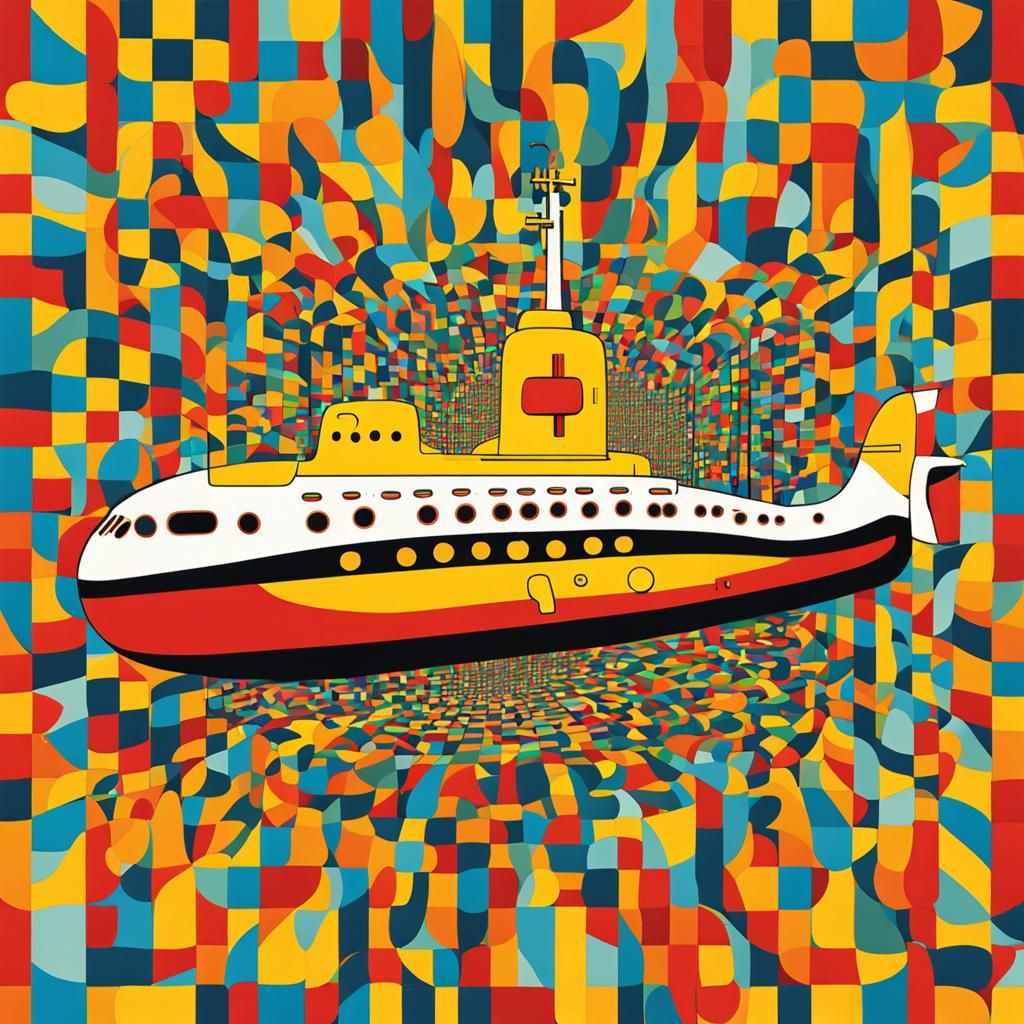The Beatles' Yellow Submarine in Pop Art Style