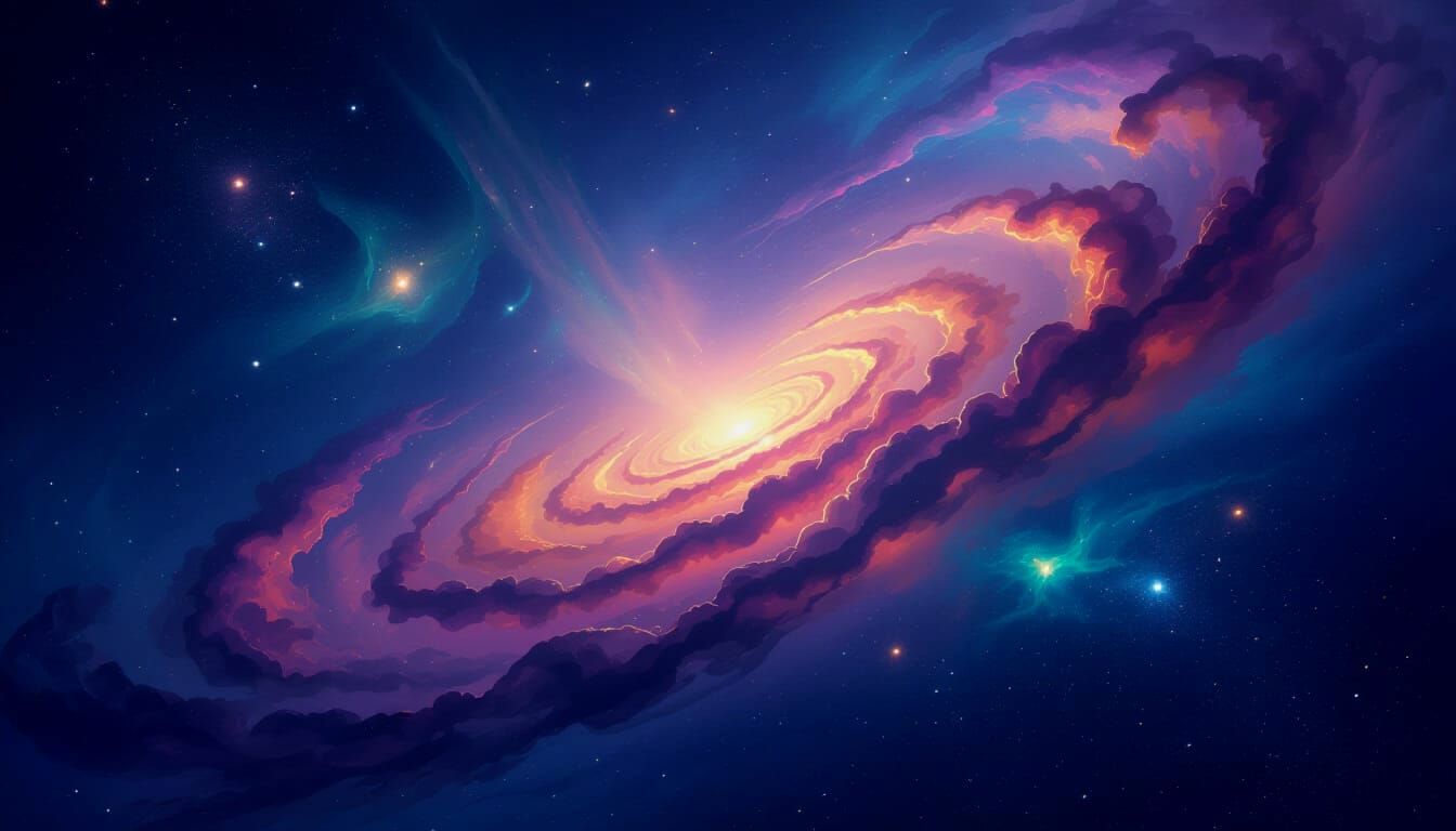 Ethereal Nebula in Amethyst and Sapphire, Abstract Expressio...