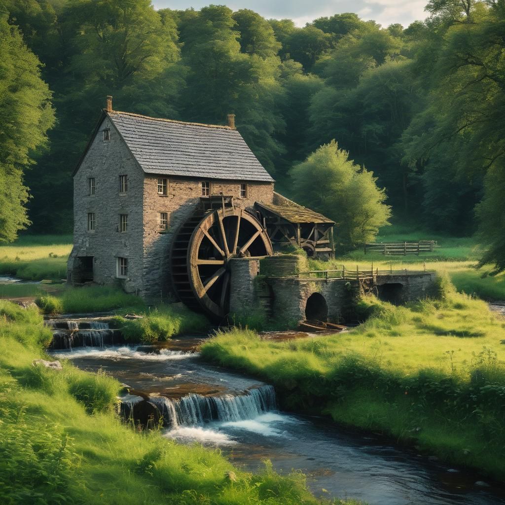 Picturesque Old Mill Scene in Nature